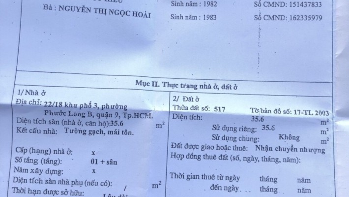 Bán nhà hẻm 22 đường 61, phường Phước Long B, quận 9. DT 36m2 giá 2,650 tỷ 