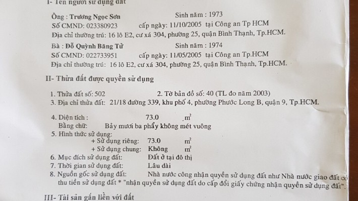 Chính chủ cần ra Gấp căn Nhà hẻm 21 đường 339, Phước Long B, Quận 9.