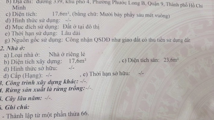 Chính chủ cần bán nhà hẻm xe hơi Đường 339 Phước Long B, Quận 9.