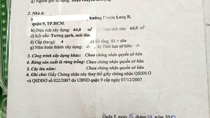 Chính chủ bán nhà chưa Qua Đầu Tư Đường 147, Phước Long B, Quận 9