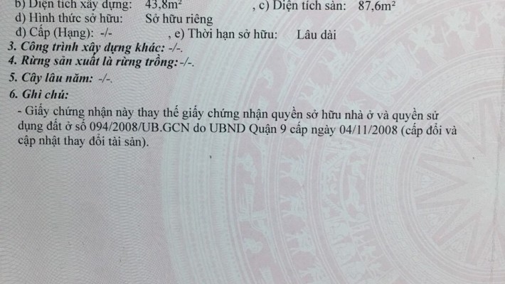 Chính chủ gửi bán căn nhà 1 trệt 1 lầu hẻm 142 đường 339, Phước Long B, Quận 9.