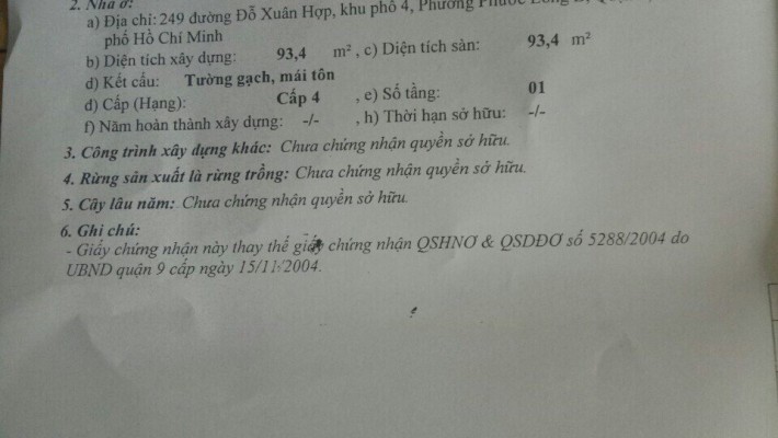 Chính chủ bán mặt tiền đường Đỗ Xuân Hợp, phường Phước Long B, quận 9. DT 187.7m2 giá 19 tỷ 500 triệ