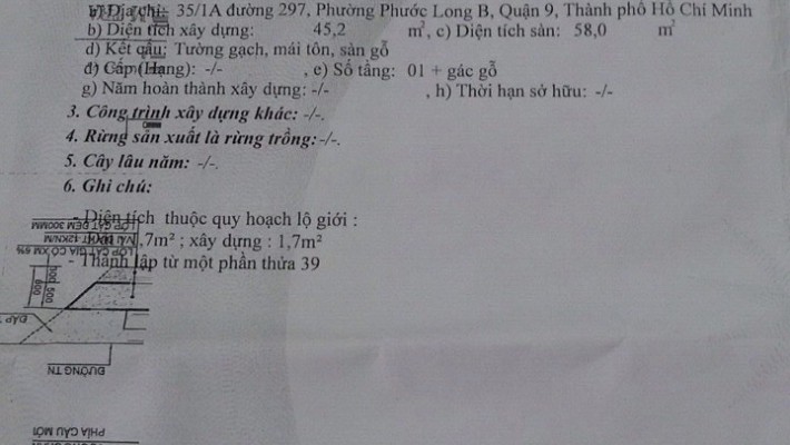 Bàn gấp nhà cấp 4 hẻm 35 Đường 297 Phước Long B, Quận 9 